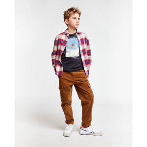 brown warner trousers/pants with 6 pockets from ao76 for kids/children and teens/teenagers