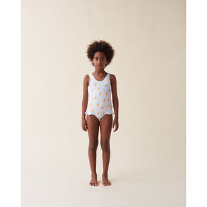 orange print swimsuit for kids from tiny cottons