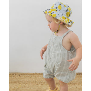 lemon print bob hat/bucket hat in the colour pale blue for babies and toddlers from búho
