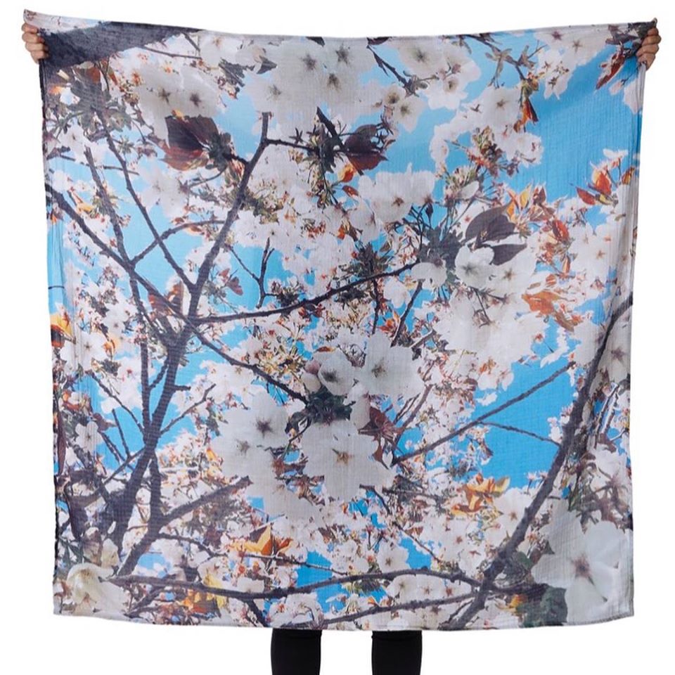 A.T London Blue Cherry Blossom Ninja Scarf