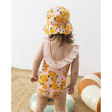 Load image into Gallery viewer, lemon print maillot / one-piece swimsuit in the colour peach from búho for babies and toddlers