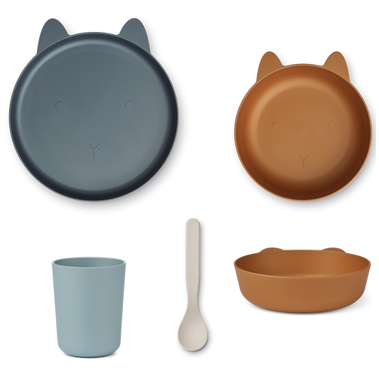 Liewood Paul Tableware Set: 4-Pack Rabbit/Whale blue multi mix