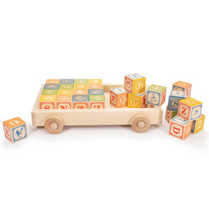Uncle Goose Classic ABC Blocks with Pull Wagon