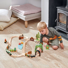 Load image into Gallery viewer, wooden train set for kids with with tracks, trains and forest accessories from Tender Leaf Toys