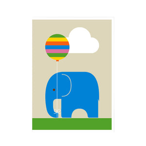 Dicky Bird Elephant & Balloon Card