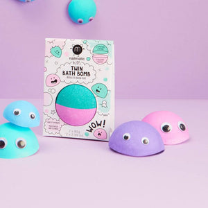 Childrens bathbomb that is Dermatologically tested, vegan, cruelty-free in the colours of lagoon and pink from Nailmatic Kids