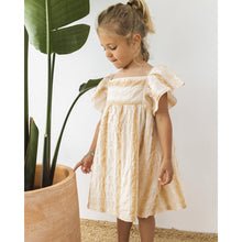 Load image into Gallery viewer, fancy stripes dress with ruffle details from búho for toddlers and kids/children