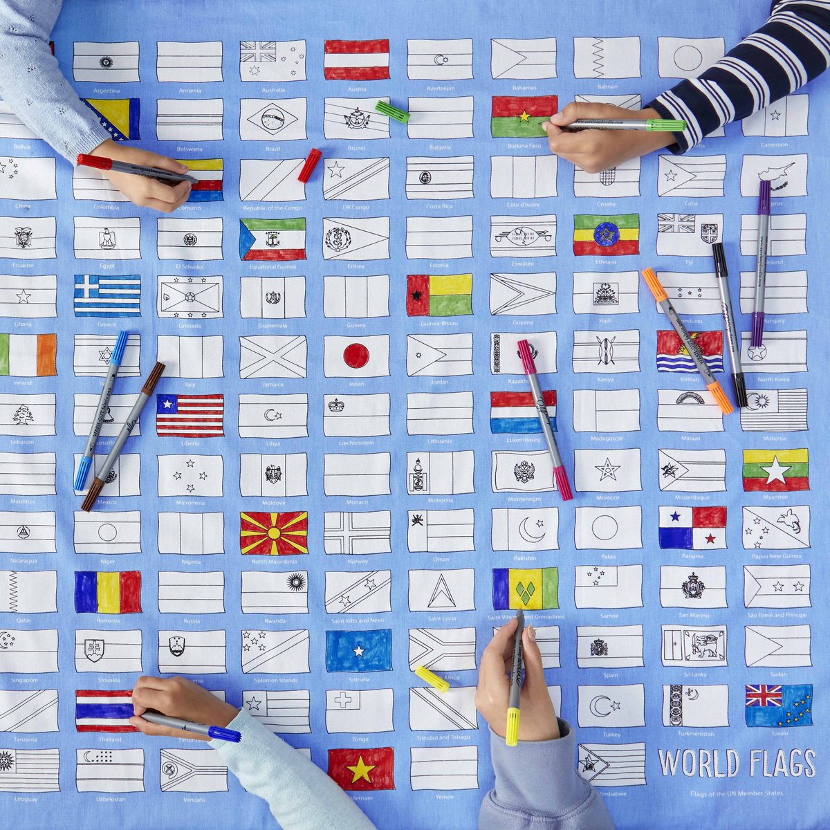 Eat Sleep World Flags Tablecloth