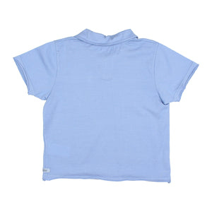 Búho Polo T-Shirt in the colour bluette/blue with a left chest pocket and short sleeves for toddlers and kids/children