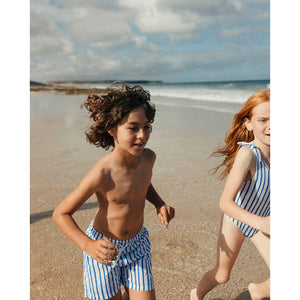 navy and white stripes swimsuit for toddlers and kids/children from búho
