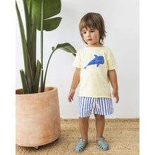 Load image into Gallery viewer, navy swimsuit with stripes pattern for toddlers and kids/children from búho