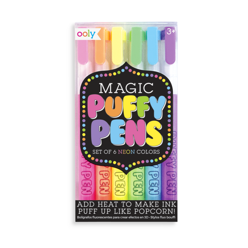 OOLY Colour Magic Neon Puffy Pens - Set of 6