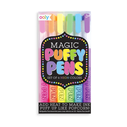 OOLY Colour Magic Neon Puffy Pens - Set of 6