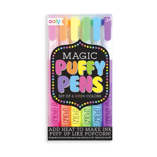 OOLY Colour Magic Neon Puffy Pens - Set of 6