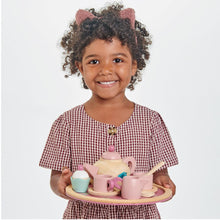 Load image into Gallery viewer, eco-friendly wooden tea set in pink for kids from tender leaf toys