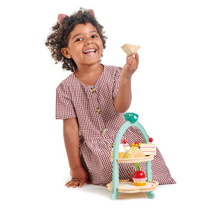 wooden afternoon tea play set for kids from tender leaf toys
