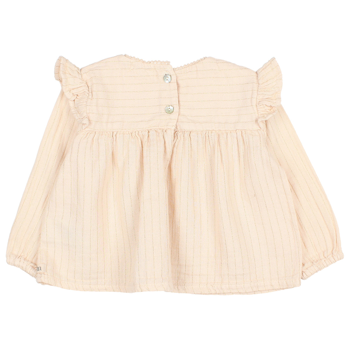 Búho Baby Lurex Blouse made out of 98% Cotton and 2% Metallic fibers. Spanish fabric. From Búho for babies and toddlers