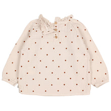 Load image into Gallery viewer, baby polka dots long-sleeved blouse in the colour SAND from búho for babies and toddlers