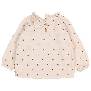 baby polka dots long-sleeved blouse in the colour SAND from búho for babies and toddlers