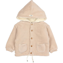 Load image into Gallery viewer, Búho Baby Knit Velour Jacket in the colour BRUSH/beige for babies and toddlers