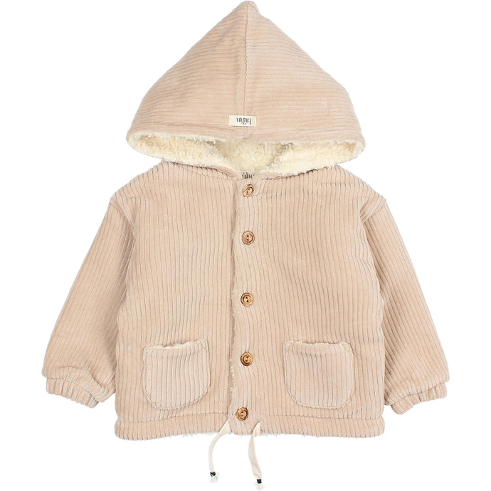 Búho Baby Knit Velour Jacket in the colour BRUSH/beige for babies and toddlers
