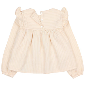 lurex blouse with golden fine lines made out of cotton and metallic fibers from búho for kids/children