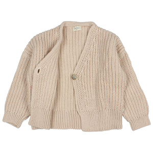 soft knit cardigan in the colour CREAM made in spain with italian yarn from búho for kids/children