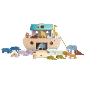 Noah's Wooden Ark toy with wooden animals from tender leaf toys