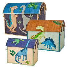Load image into Gallery viewer, Raffia Toy Storage Baskets: Dinosaur Theme from RICE DK