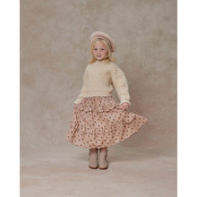 Load image into Gallery viewer, Rylee + Cru Ruffle Midi Skirt with an english rose all-over print for toddlers and kids