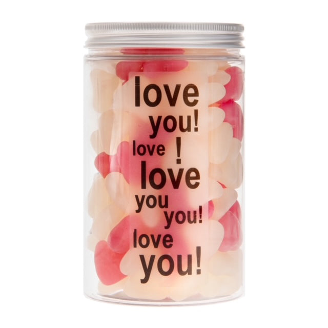 Candy House Jar Of Pink & White Jelly Bean Hearts