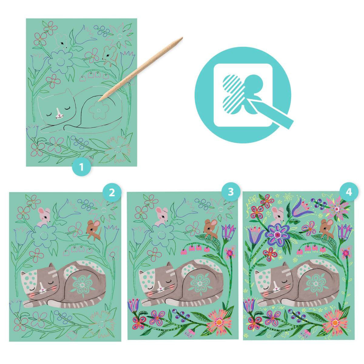 Djeco Scratch Card - Encounters for boys/girls