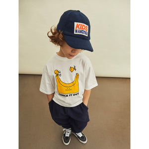 Shobu x Hundred Pieces Check It Out T-Shirt in off white made in portugal from 100% organic cotton for toddlers, kids/children and teens/teenagers from hundred pieces