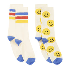 Load image into Gallery viewer, Hundred Pieces 2 Pairs of Socks - Happy &amp; Stripes