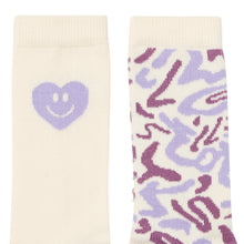 Load image into Gallery viewer, Pack 2 pairs of long socks with smiling heart print and marble print from hundred pieces for kids/children and teens/teenagers