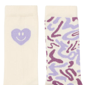 Pack 2 pairs of long socks with smiling heart print and marble print from hundred pieces for kids/children and teens/teenagers