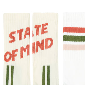 Pack 2 pairs of long socks with contrasting edges and state of mind print from hundred pieces for kids/children and teens/teenagers