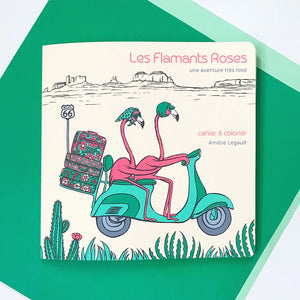 Amelie Legault The Pink Flamingos: A Very Pink Adventure colouring book for indoor fun
