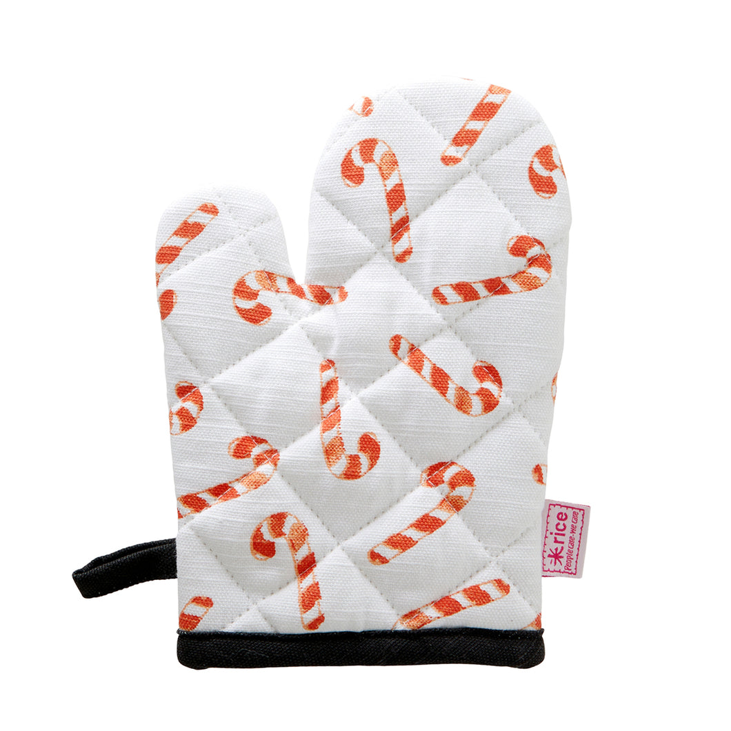 Rice Kids Oven Mitten With Santa Print / candy canes