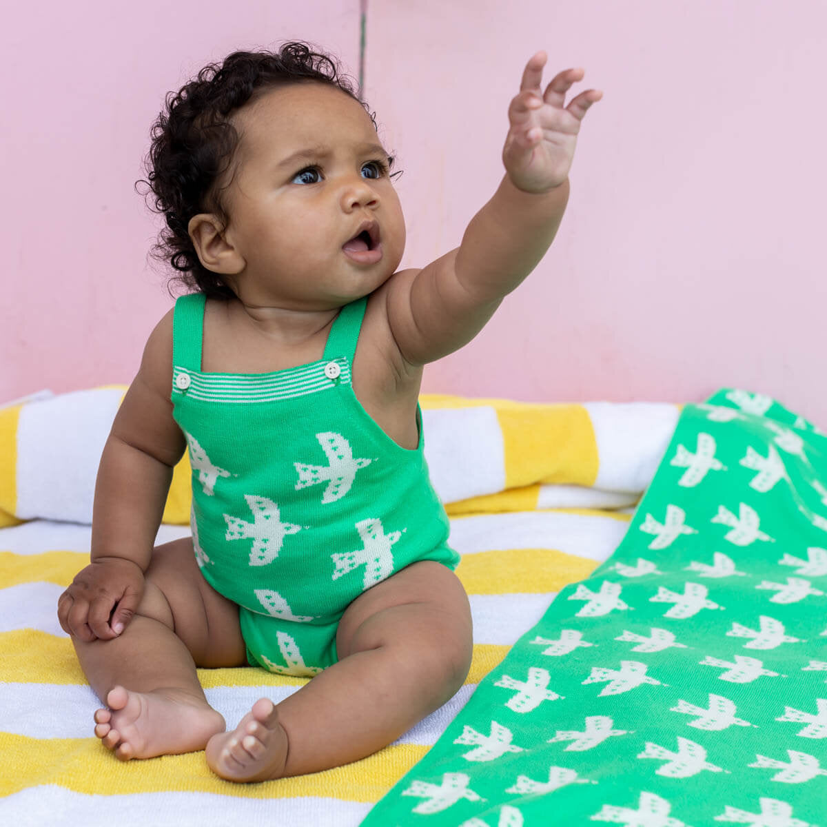 The Bonnie Mob Palace Bird Romper with doves print
