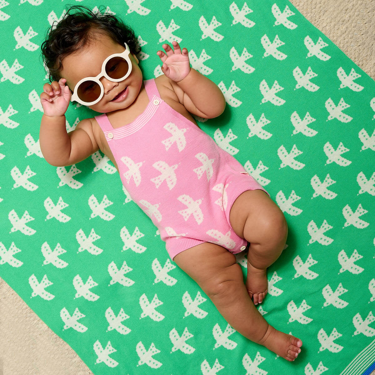 The Bonnie Mob Palace Bird Romper with dove prints