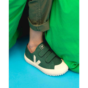 green kids shoes with velcro from veja