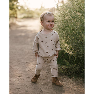 Slouchy pullover sweatshirt in a relaxed fit with a hearts all-over print and balloon sleeves from rylee + cru for newborns, babies, toddlers and kids