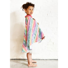 Load image into Gallery viewer, sparkly rainbow cape with a velcro fastener at the neck from ratatam for kids/children