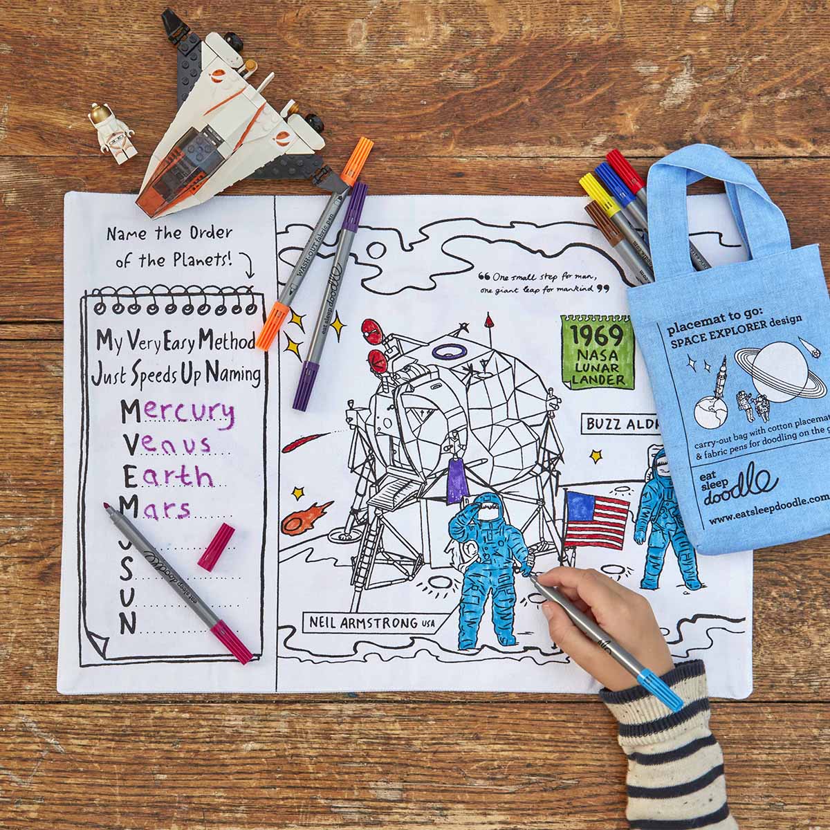 Eat Sleep Doodle Placemat - Space Explorers for fun days