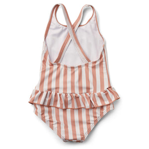 Liewood Amara Swimsuit in colour Stripe: Dusty coral/Creme de la creme for babies, toddlers, kids