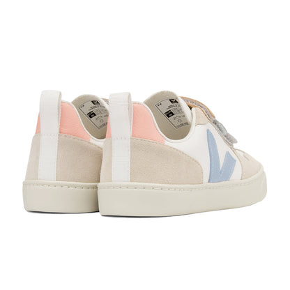 Small V-10 Velcro ChromeFree Multico White Blue shoes from Veja for kids