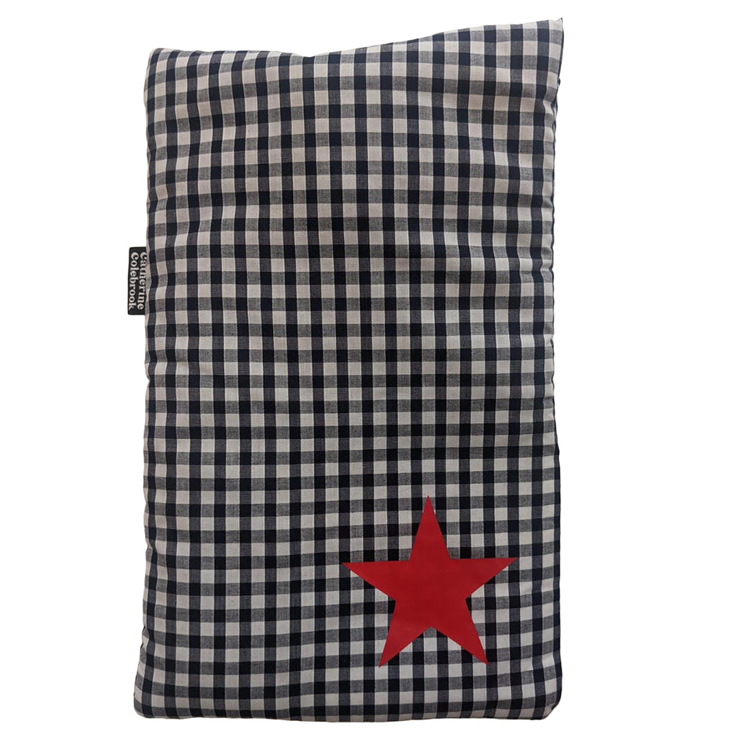 Catherine Colebrook Large Navy Gingham Star Hot Water Bottle