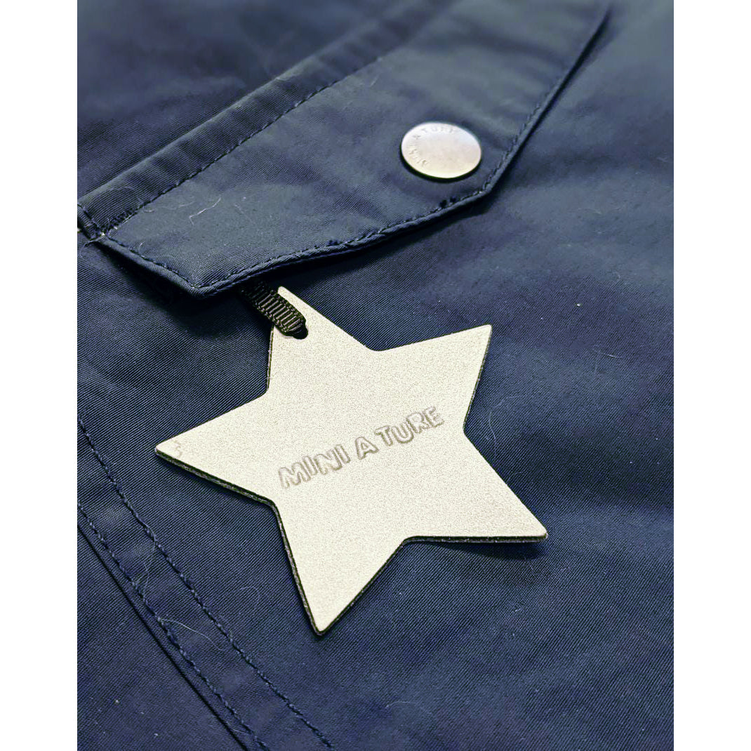 Wang Fur Jacket in blue nights with detachable hood from mini a ture copenhagen for babies, toddlers