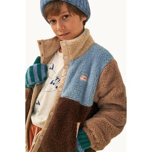 Tiny Cottons Colour Block Polar Sherpa Jacket with snaps